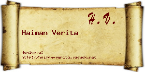 Haiman Verita névjegykártya